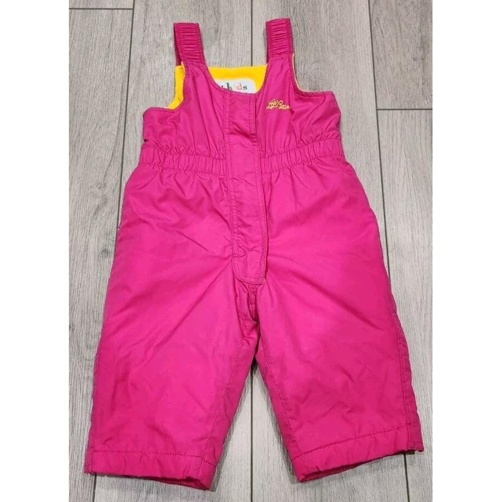L.L.Bean Kids Toddler Snow Pants Bibs Elastic Waist‎ Girls Pink 18 Months
